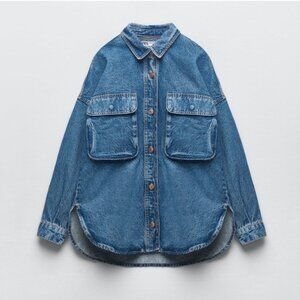 ZARA PATCH POCKET DENIM OVERSHIRT
